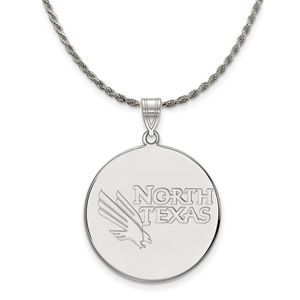 Sterling Silver North Texas XL Disc Pendant Necklace - 20 Inch